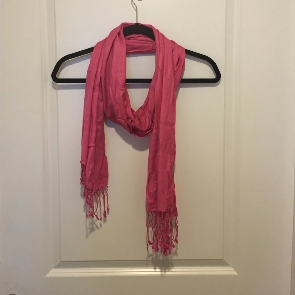 Pink Fringe Scarf